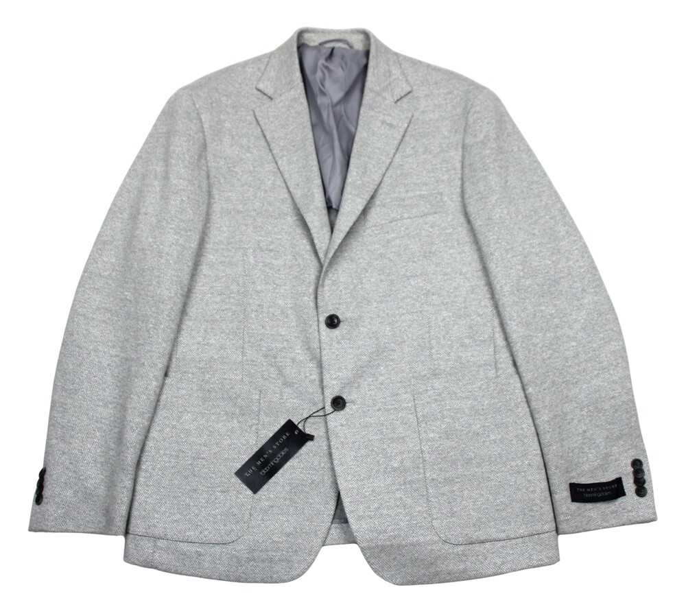 Men's Store Bloomingdale's Sport Coat 40 R Grey Jersey Cotton Linen Soft Jacket